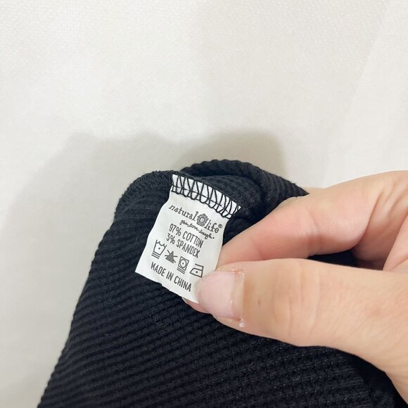 NEW Natural Life Easy Street Mini Dress Henley T-Shirt Black Waffle Knit SMALL - Picture 4 of 6